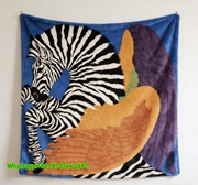 Hermes Zebra & Colorful Bird Flannel Throw Blanket IMG_5471